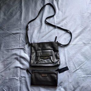 Tahari Metallic Leather Crossbody Purse and Clutch